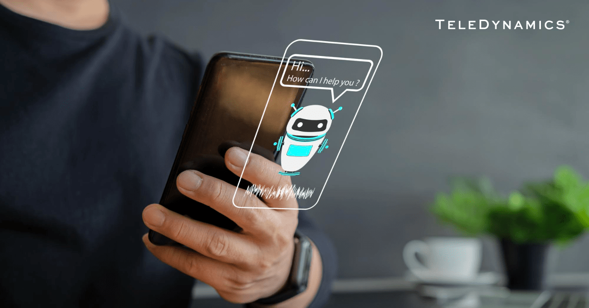 person using an AI chat bot on a smart phone - TeleDynamics blog 