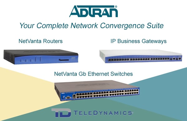 Adtran equipment for network convergence - NetVanta router, IP business gateway, NetVanta Gigabit Ethernet switch