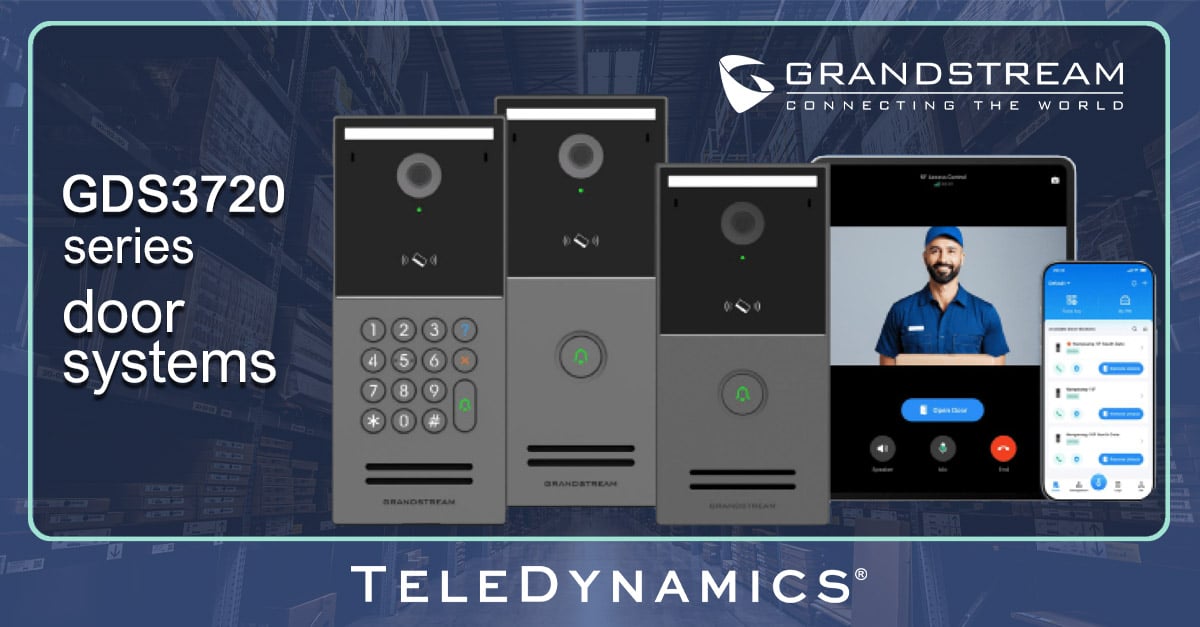 Grandstream GDS3720 series door systems, showing the GDS3727, GDS3726 and GDS3725 models - distributed by TeleDynamics