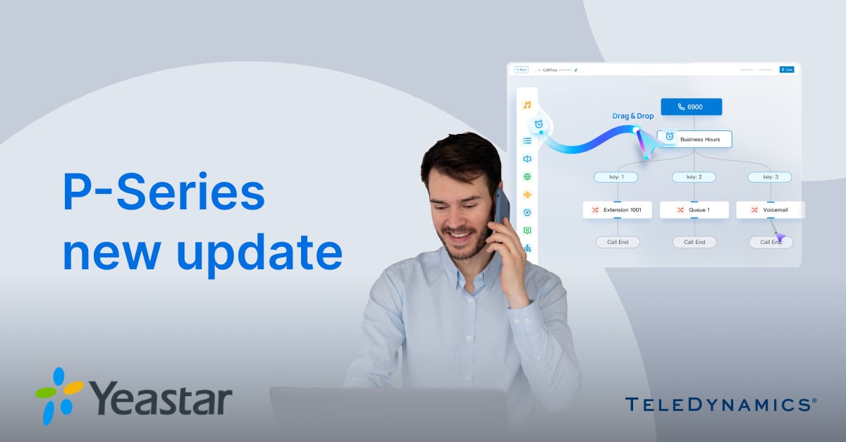 Businessman using the Yeastar P-Series phone system drag-and-drop call flow designer - TeleDynamics blog