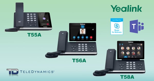 Yealink T55A, T56A and T58A IP phones, certified for Skype for Business and Microsoft Teams