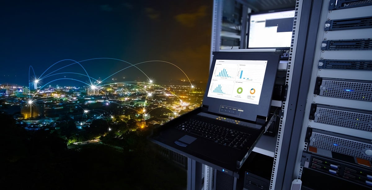 SD-WAN connecting buildings in cityscape - TeleDynamics blog