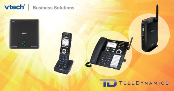 VTech VDP650 series SIP-DECT cordless telephony solution, including the VDP605 DECT repeater, the VDP651 wireless handset, the VDP658 wireless desk phone, and the VDP650 base station