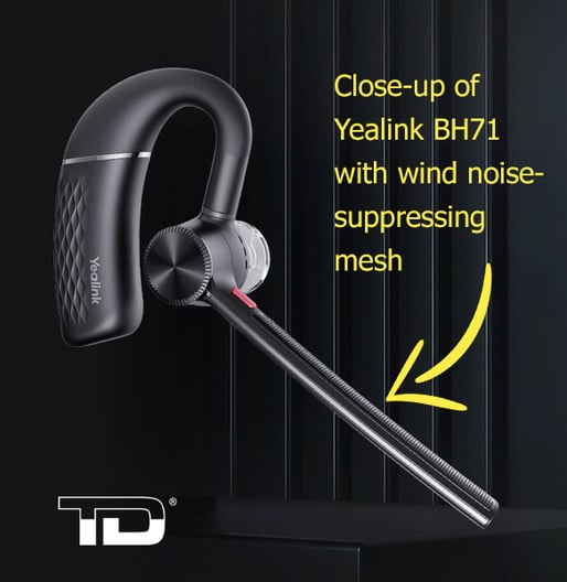 Yealink BH71 headset close up - distributed by TeleDynamics