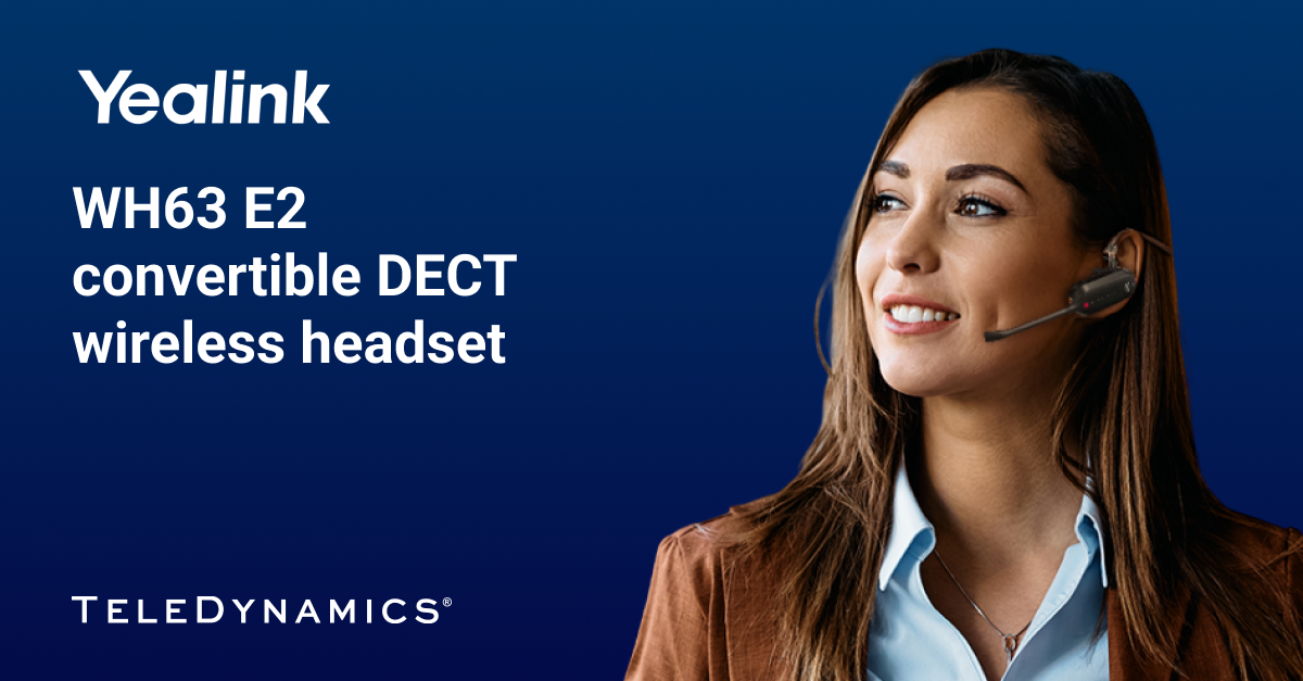 Yealink WH63 E2 convertible DECT wireless headset - distributed by TeleDynamics