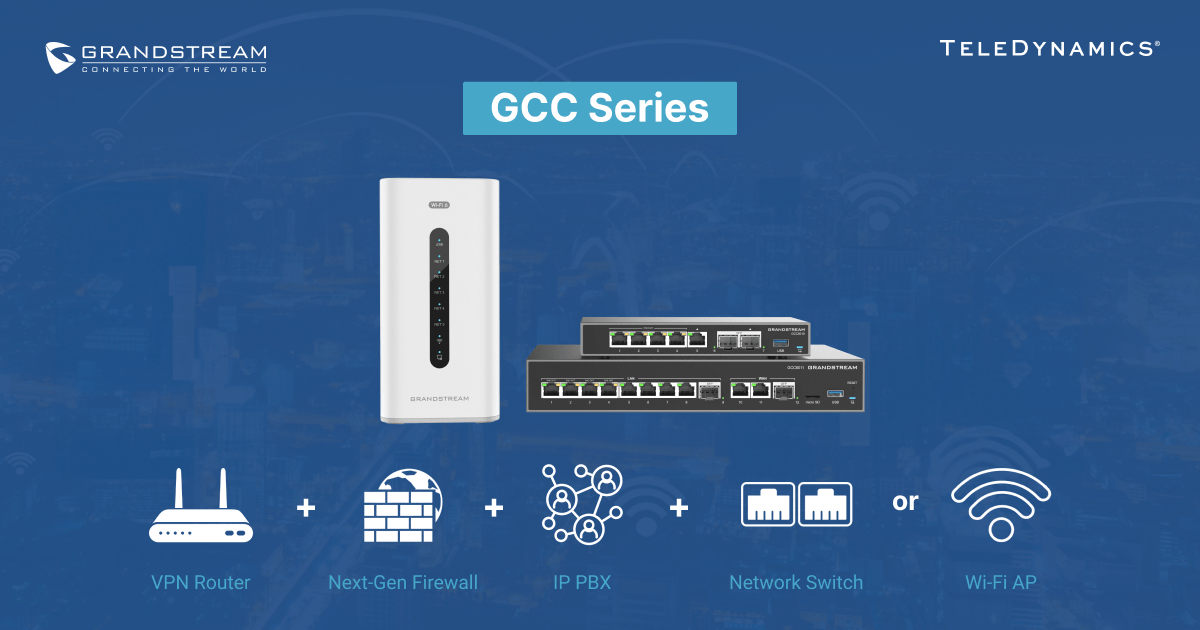 Grandstream GCC networking convergence solutions: GCC6010, GCC6010W and GCC6011 - Distributed by TeleDynamics