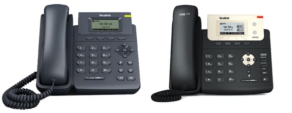 (L-R) Yealink T19P E2 & T21P E2 IP phones