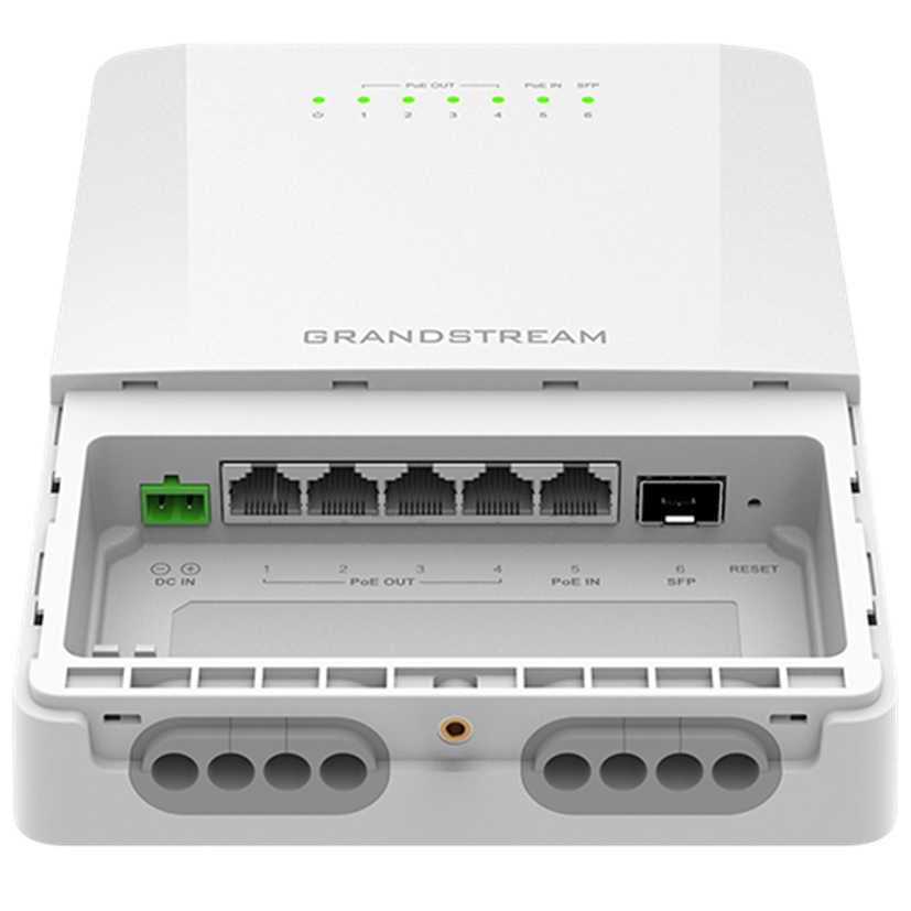 View inside the port compartment of the Grandstream GWN7710R - distributed by TeleDynamics