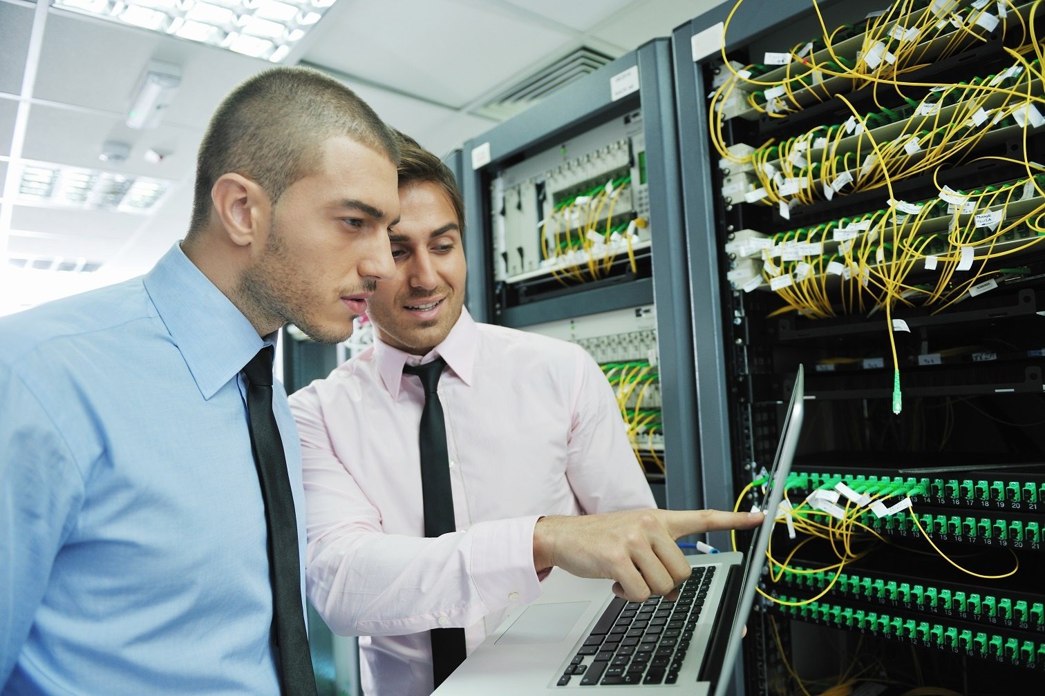 IT engineers in a server room