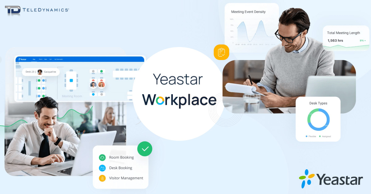 Office workers using Yeastar Workplace - TeleDynamics blog
