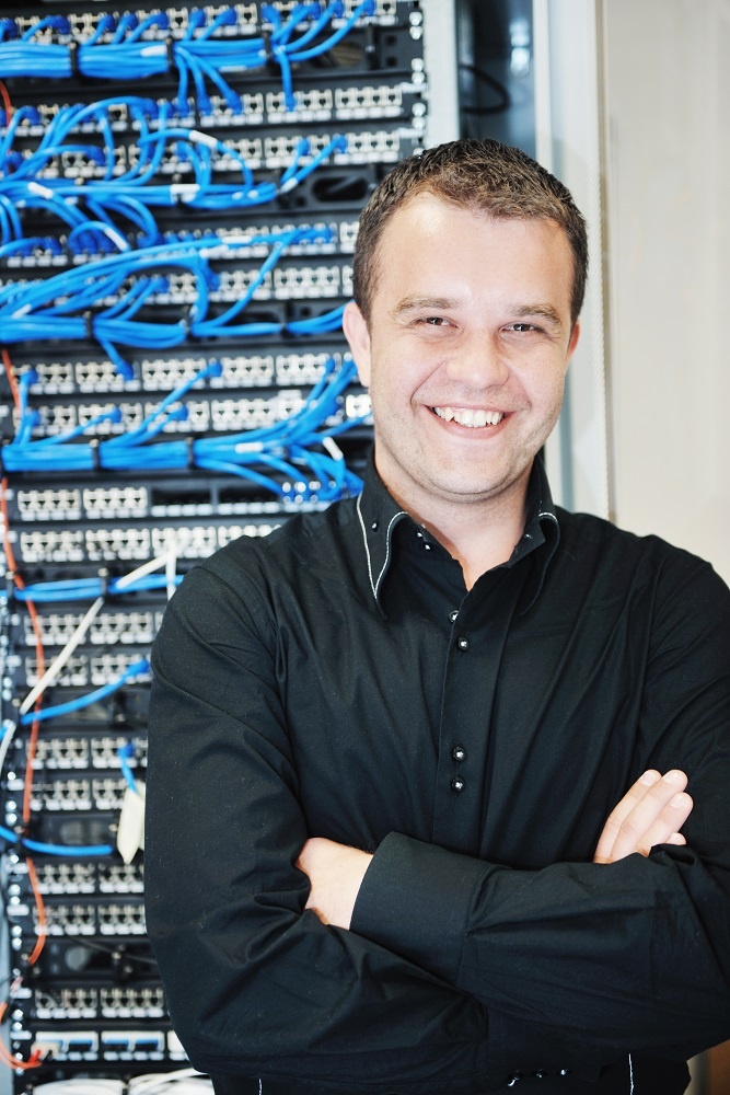 IT Engineer in a network server room